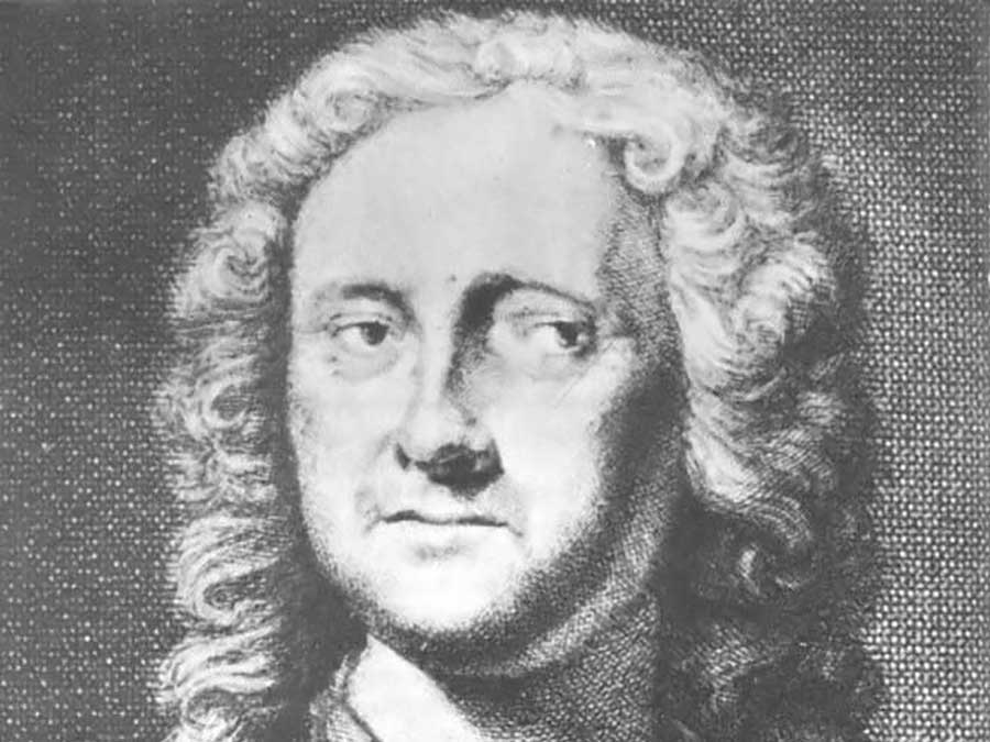 Ein schwarz-weiß-Porträt von Telemann.