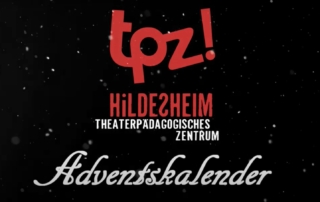 Das Logo vom TPZ vor schwarzem Hintergrund. Unter dem Logo steht "Adventskalender".