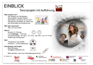 Das Bild zeigt den Flyer zum Projekt "Einblick" in Leichter Sprache.